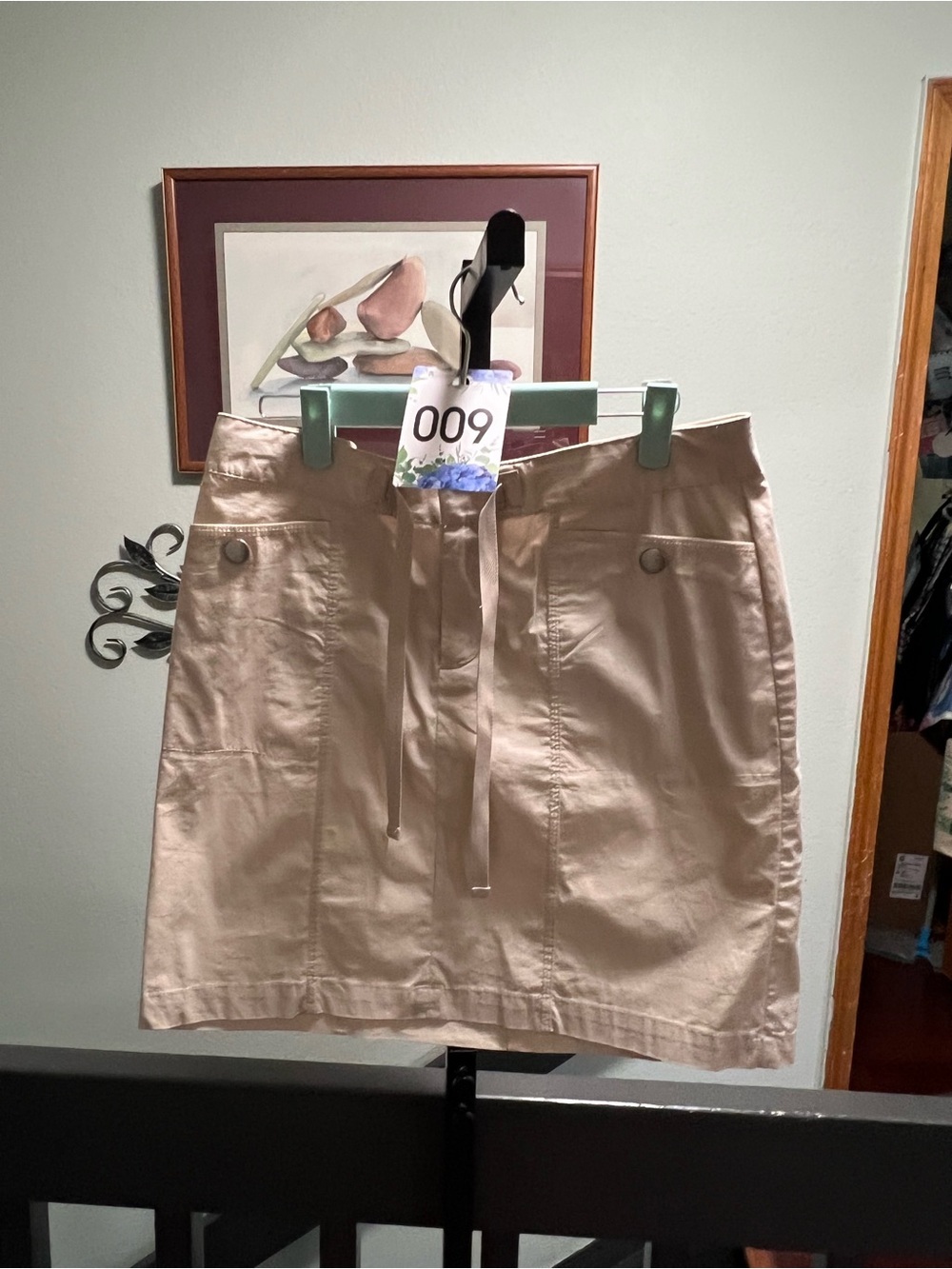 Eddie Bauer Light Tan Mini Skirt with Tie Waist Size 2 #DS009